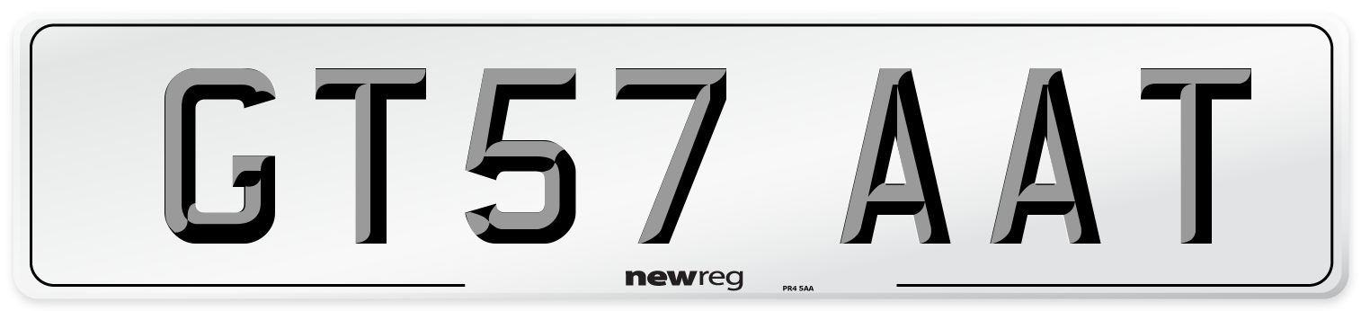 GT57 AAT Number Plate from New Reg